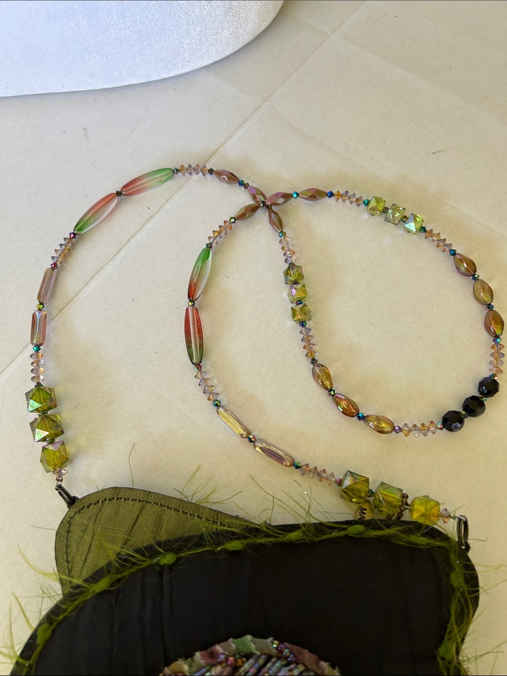 MARY FRANCES BEADED GREEN SILK, FLORAL APPLIQUÉ AND FRINGE CROSSBODY bag - Picture 11 of 15